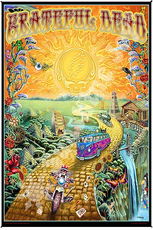 TA74 Grateful Dead Golden Road by Mike DuBois Heady Psychedelic Art Print 30 x 45 Inch Fabric Poster Mini Tapestry 